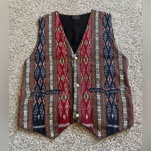Rico International Vintage Woven Thai Silk Waist‎ Coat Vest